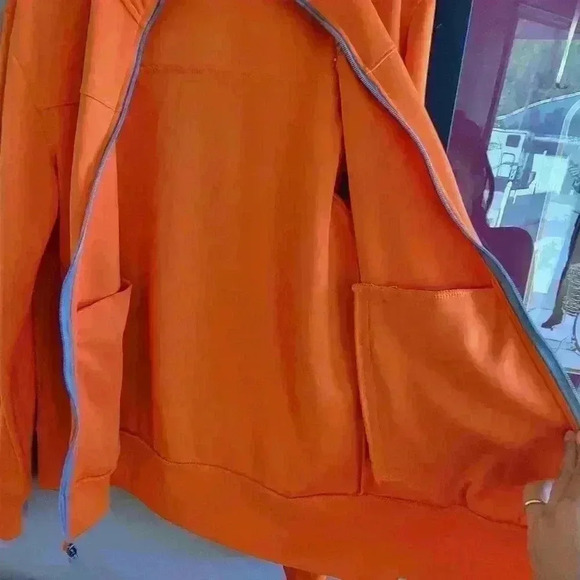 Champion Mens Size S Full Zip Up Mock Neck Athletic Jacket Orange Long Sleeve - Picture 7 of 11